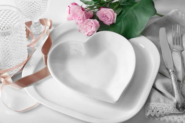 Plate in shape of heart — Stock Photo, Image