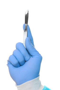 El in doktor beyaz arka plan üzerinde lanset ile