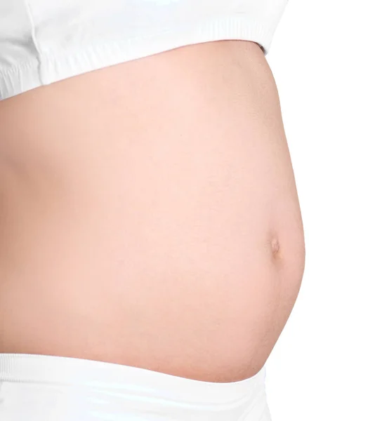 Mujer embarazada en blanco —  Fotos de Stock
