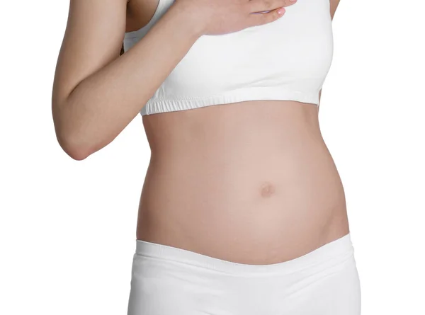 Pregnant woman on white — Stock Photo, Image