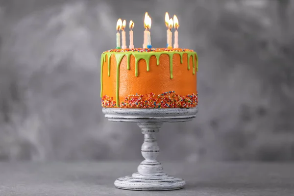 Delicious cake with birthday candles — Stock Photo, Image