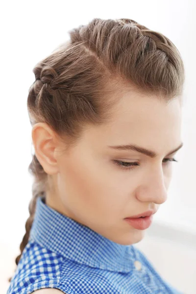 Woman with nice braid hairstyle — Stock Photo, Image