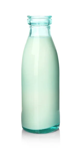 Glass bottle of tasty milk — Stock Photo, Image