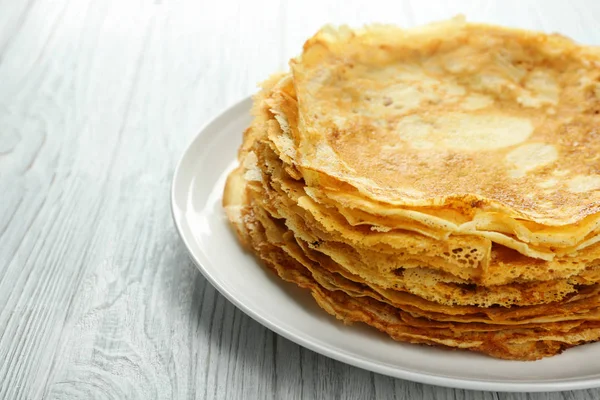 Plate with tasty pancakes — Stock Photo, Image