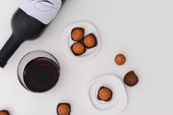 chocolate truffles and red wine