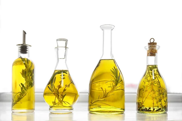 Composition of bottles with oil — Stock Photo, Image