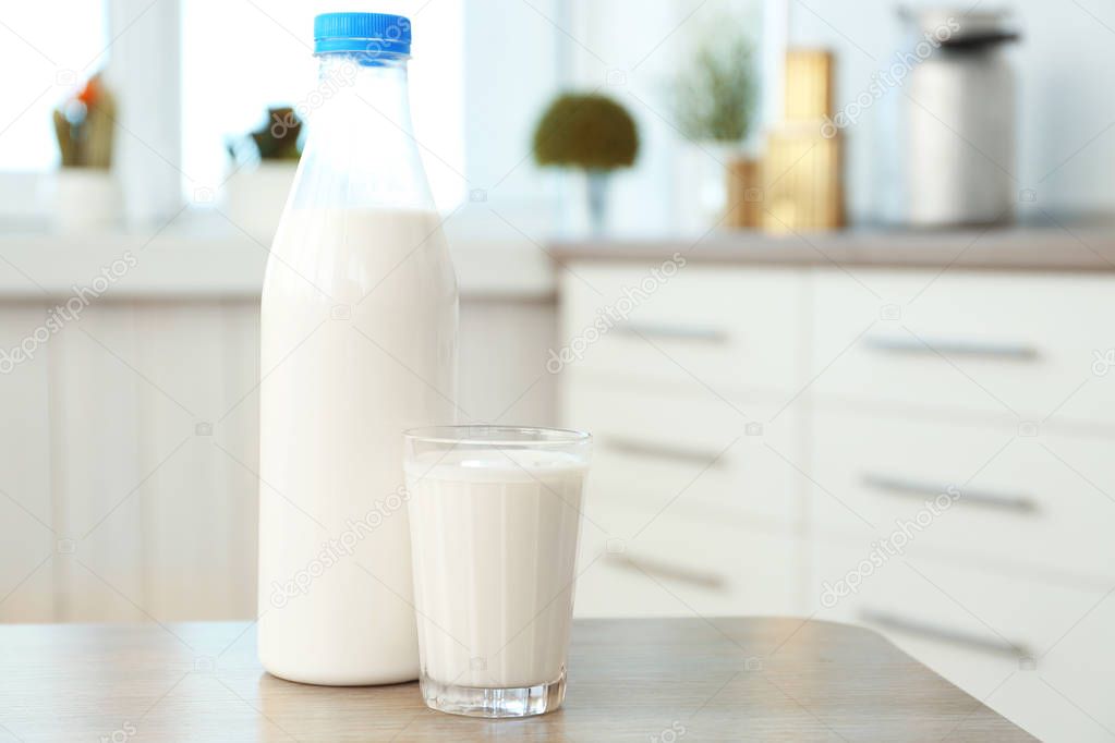 Bottle and glass of milk 