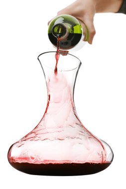 Pouring wine in carafe  clipart