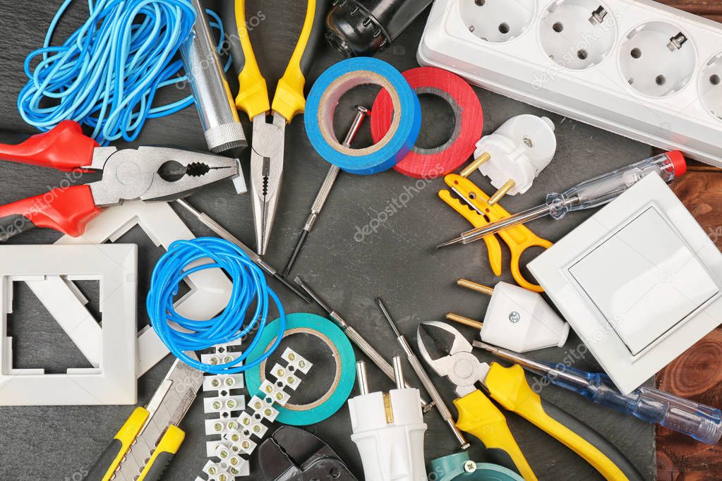 Different electrician tools 