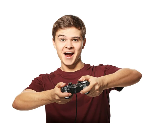 Teenager playing videogame — Stock Photo, Image