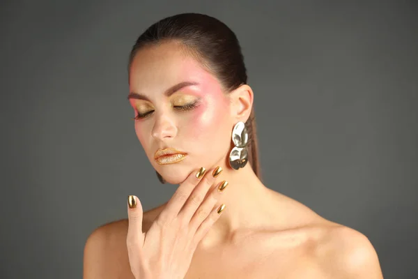 Mujer con maquillaje navideño —  Fotos de Stock