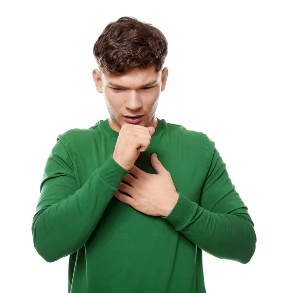 Joven enfermo sobre fondo blanco —  Fotos de Stock