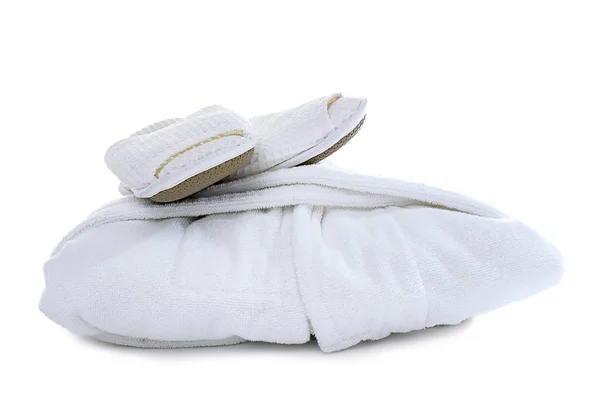 Albornoz de spa plegable con zapatillas —  Fotos de Stock