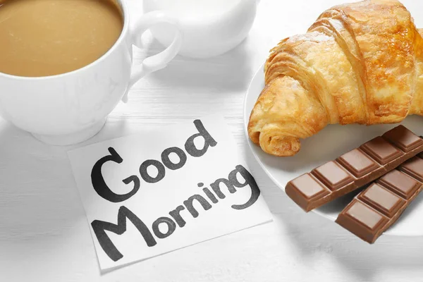 Note with written phrase GOOD MORNING — Stock Photo, Image