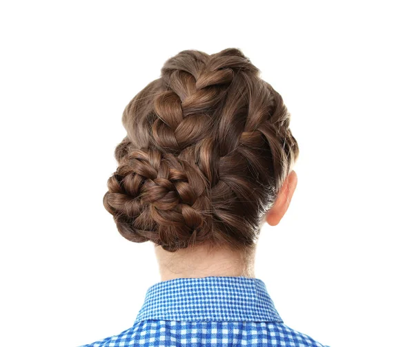 Mulher com bom penteado trança — Fotografia de Stock