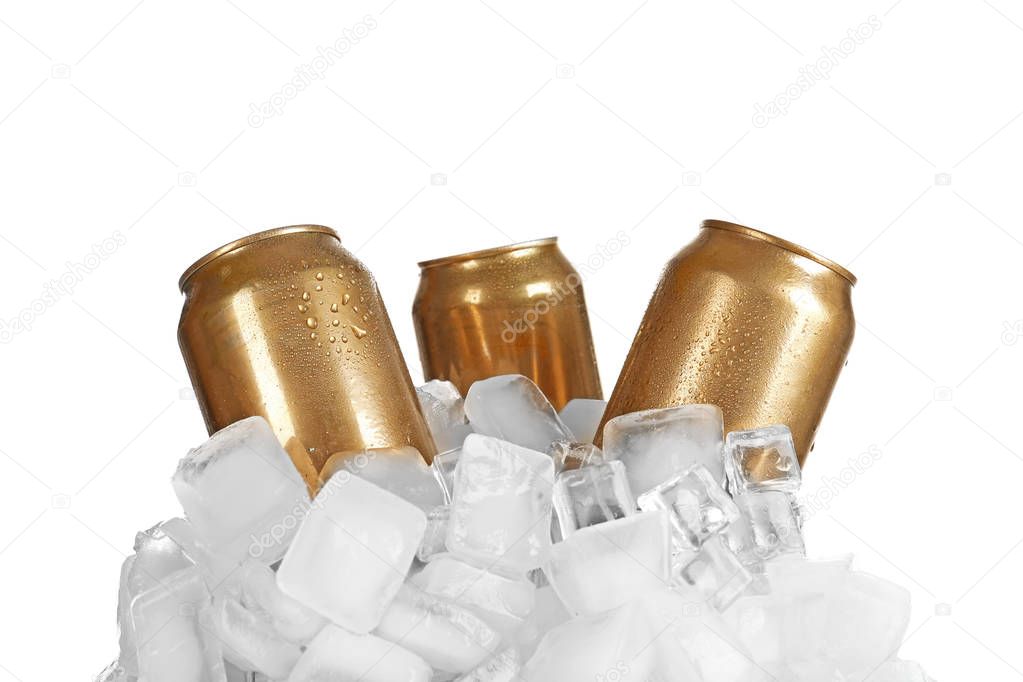 Cans of beer in ice