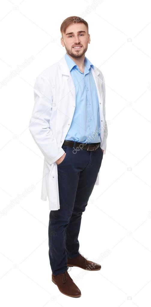 Handsome doctor on white  