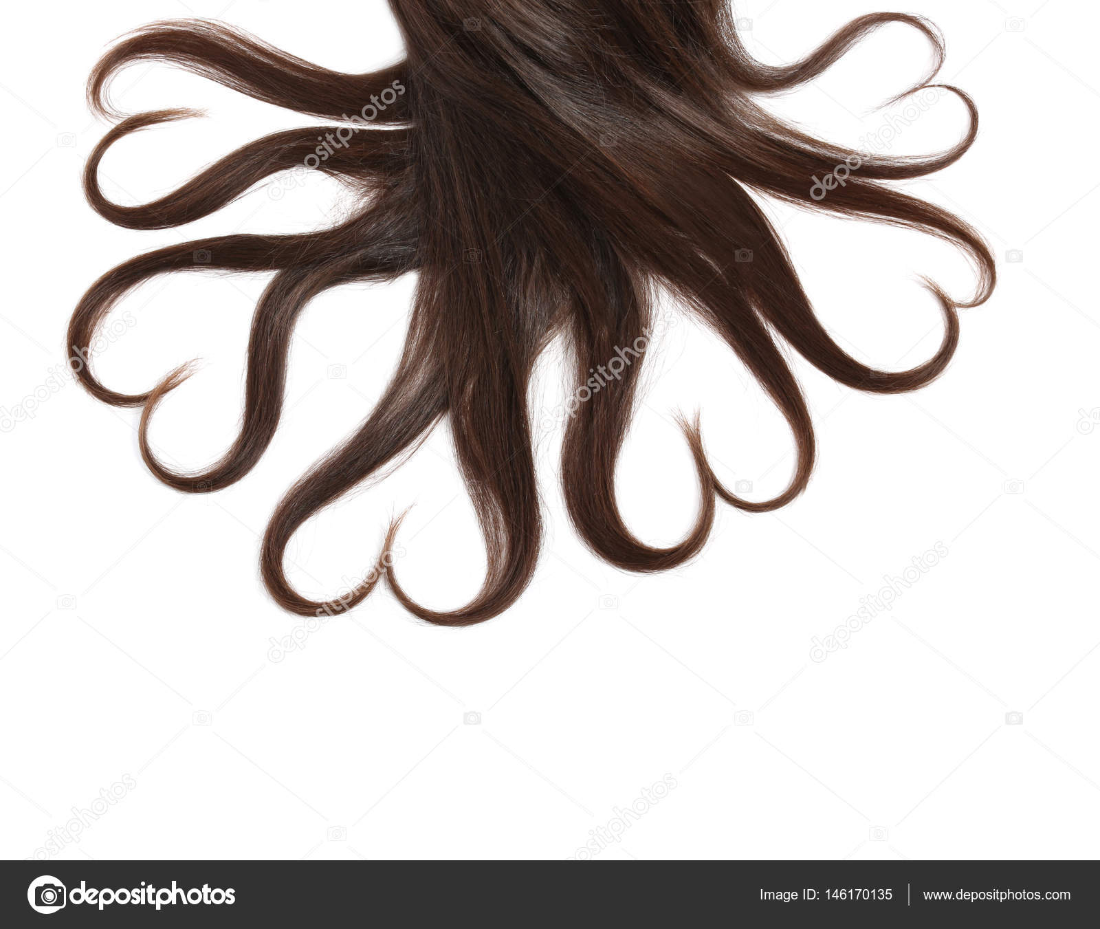 Hair Strands Shape Hearts White Background Stock Photo