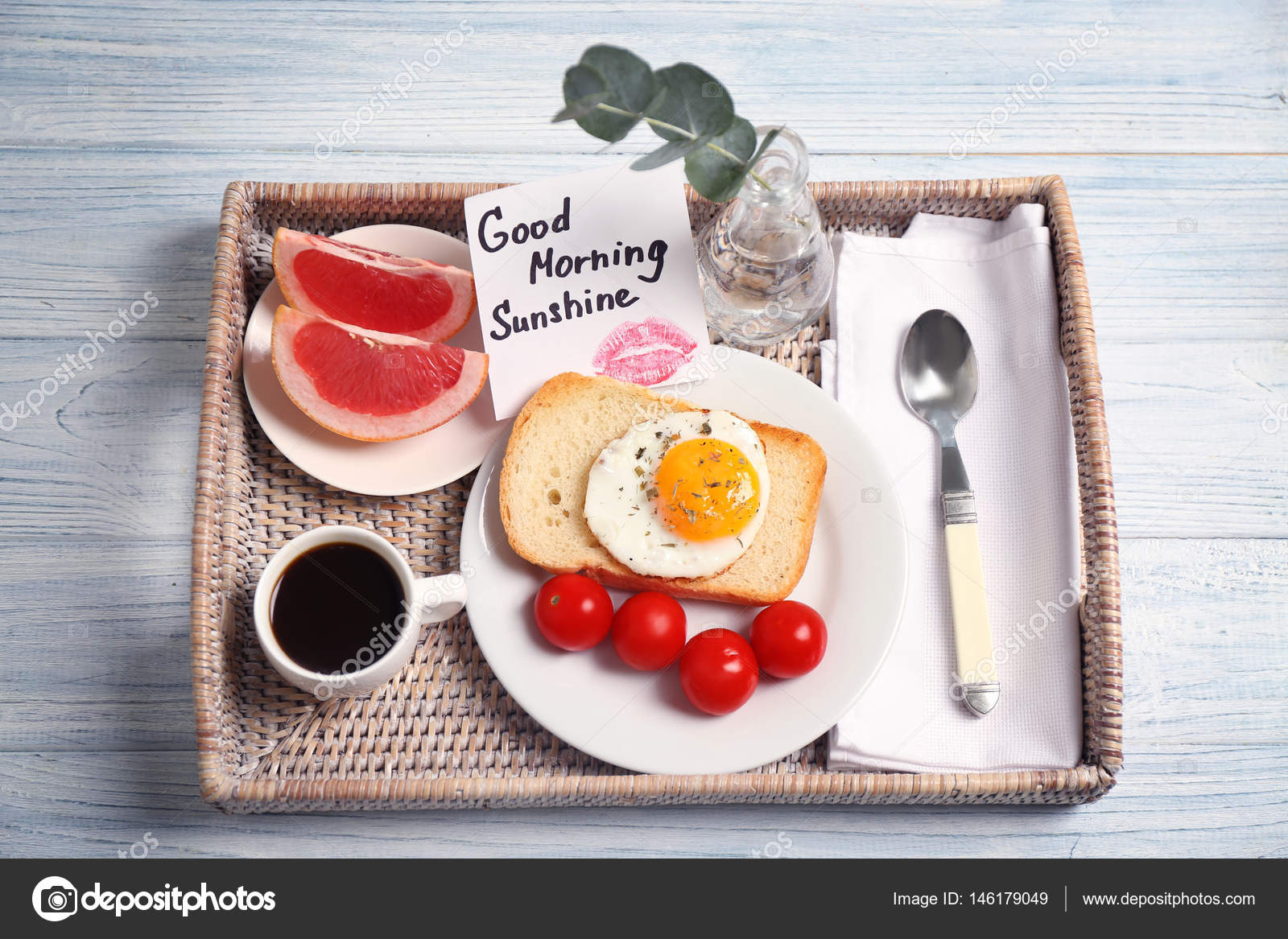 Breakfast and GOOD MORNING greeting note Stock Photo by ...