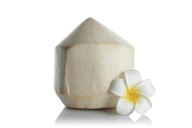 Hindistan cevizi ile beyaz plumeria