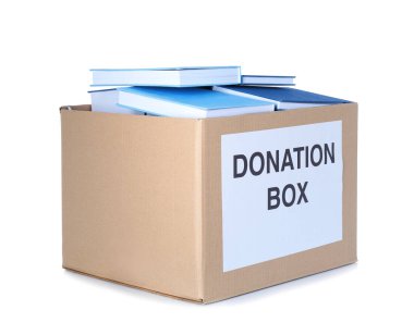 Kitaplı bağış kutusu. 