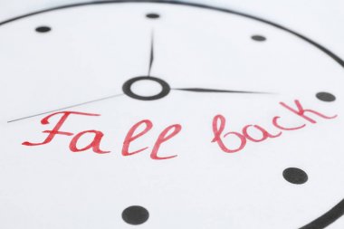 Phrase FALL BACK on clock dial clipart