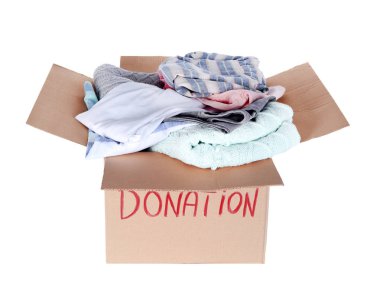 Bağış kutusu giysileri ile 