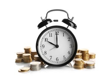 çalar saat ve madeni paralar 