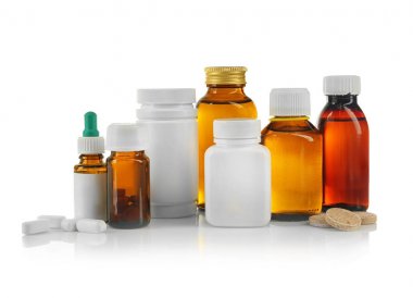 Bottles with medicine and pills clipart