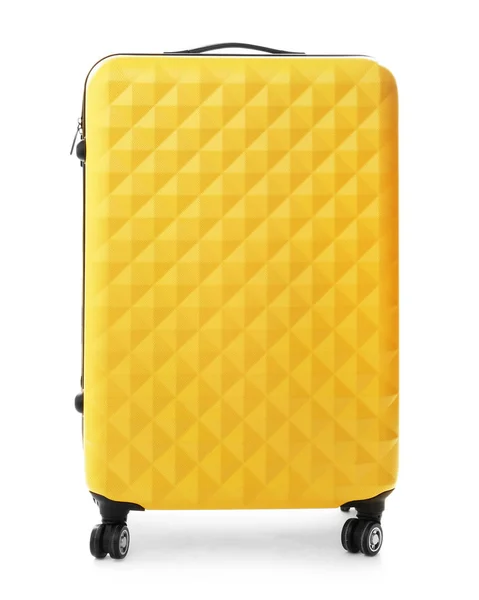 Žlutý cestovní kufr — Stock fotografie