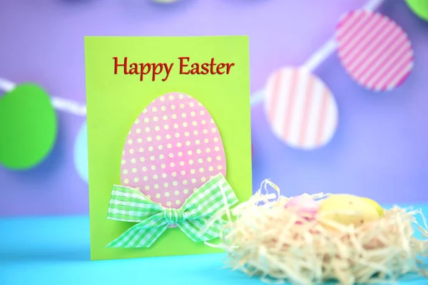 Greeting card and decorative nest — Stock Photo, Image