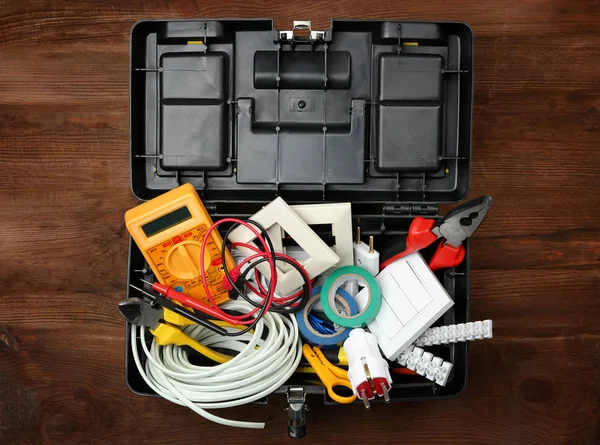 Box with electrician tools — Stock Photo, Image