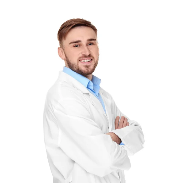 Handsome doctor with crossed hands — Stock Photo, Image