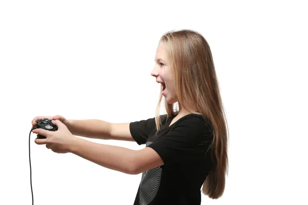 Teenager playing videogame — Stock Photo, Image