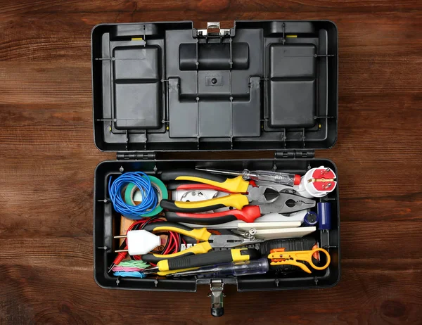 Box with electrician tools — Stock Photo, Image