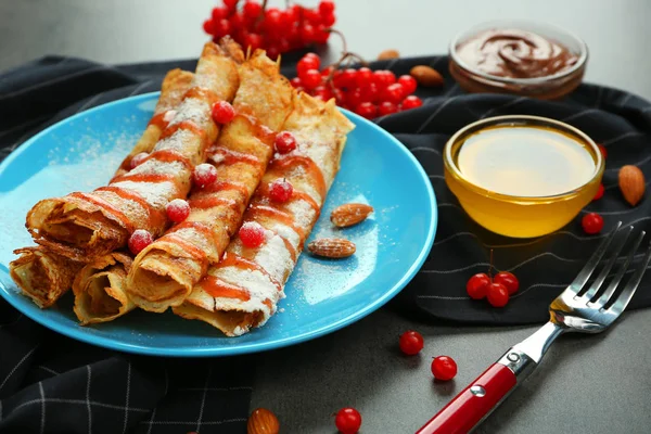 Delicious pancakes with viburnum — Stock Photo, Image