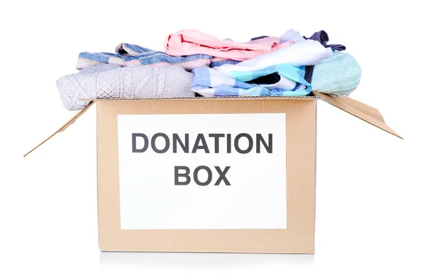 Caja de donación con ropa —  Fotos de Stock