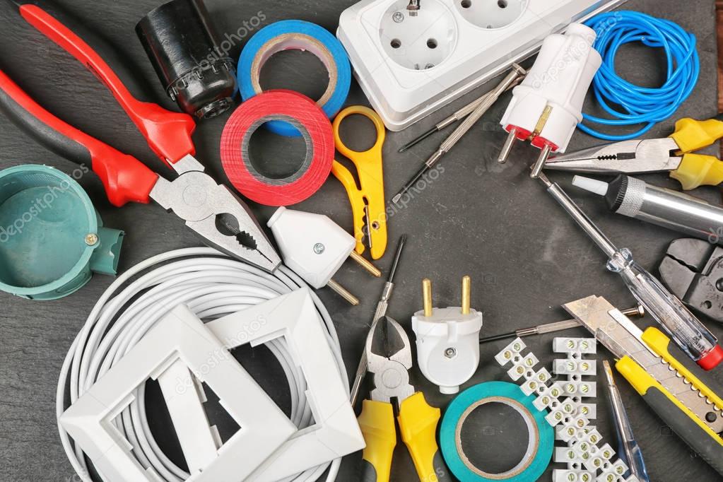 Different electrician tools 