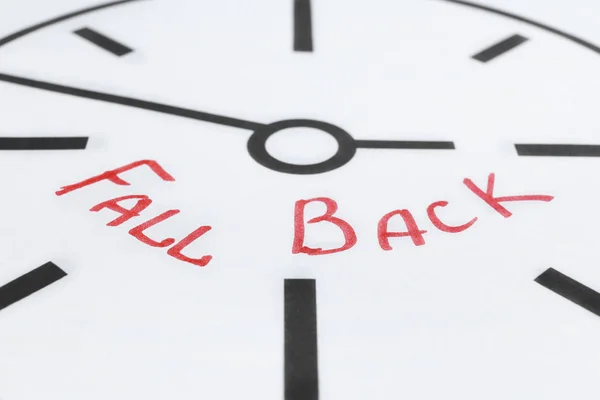 Phrase FALL BACK on clock dial — Stock Photo, Image