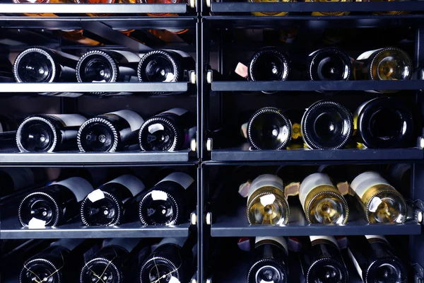 Rafturi cu sticle de vin — Fotografie, imagine de stoc