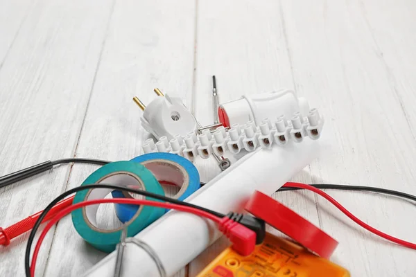 Tools on white wooden background — Stock Photo, Image