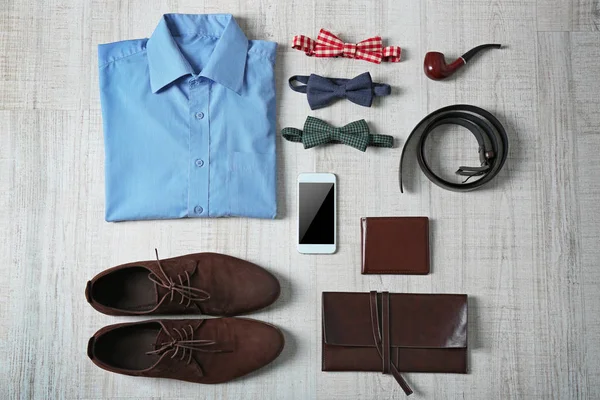 Flat lay set of male clothes — Stock Photo, Image