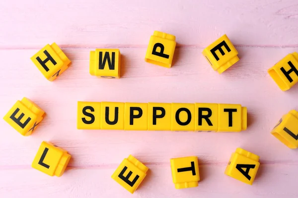 Word SUPPORT sur fond en bois — Photo