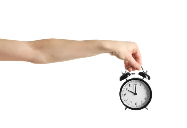 Hand holding alarm clock — Stock Photo, Image