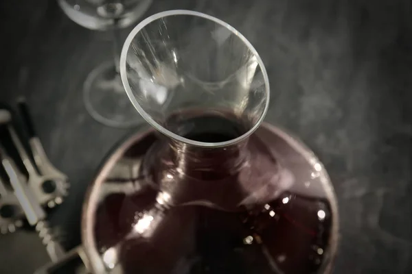 Glass carafe of red wine — Stock Photo, Image