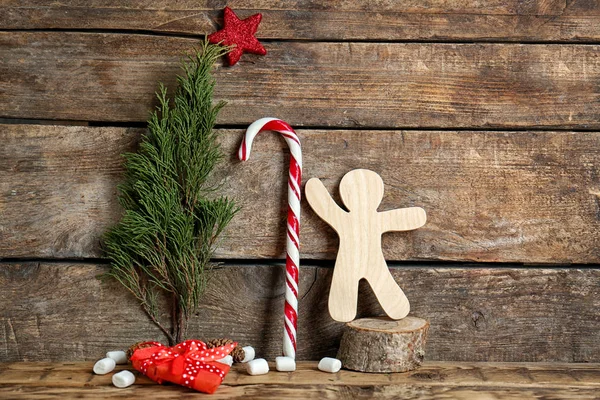 Şeker kamışı ile Noel kompozisyon — Stok fotoğraf