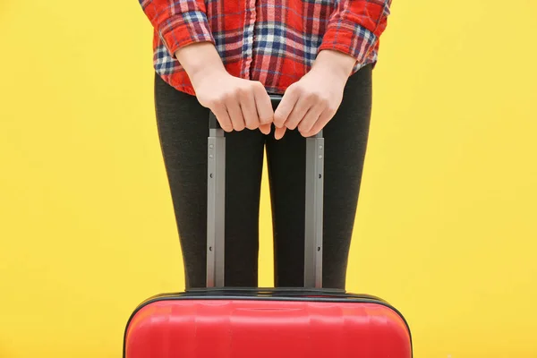 Young tourist with suitcase — Stock Photo, Image