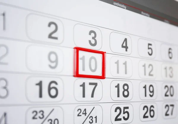 Kalendersida med datum — Stockfoto