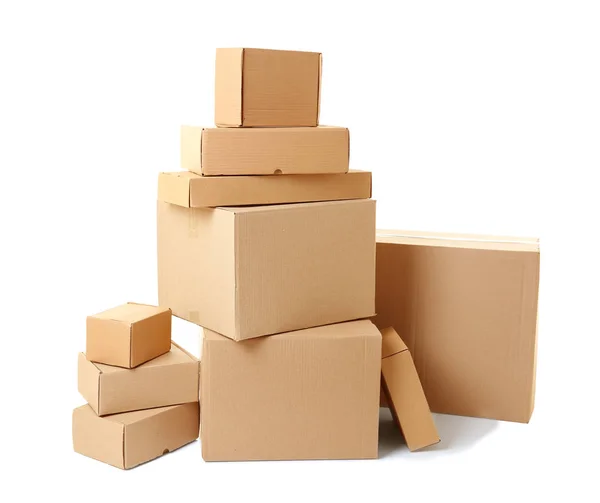 Cardboard boxes on white — Stock Photo, Image