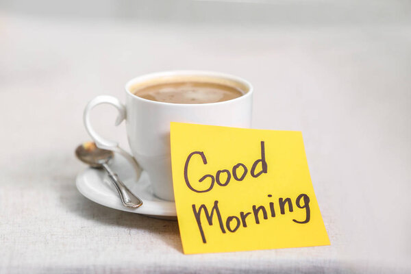 Чашка кофе с запиской
 